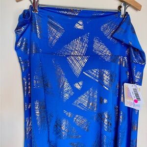 LuLaRoe Blue Skirt with Metallic Geometric Print - elegant collection